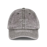 washed dad hat front, embroidered script, blur society