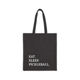 black back, eat sleep pickleball tote bag