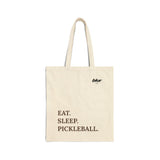 natural front, eat sleep pickleball tote bag