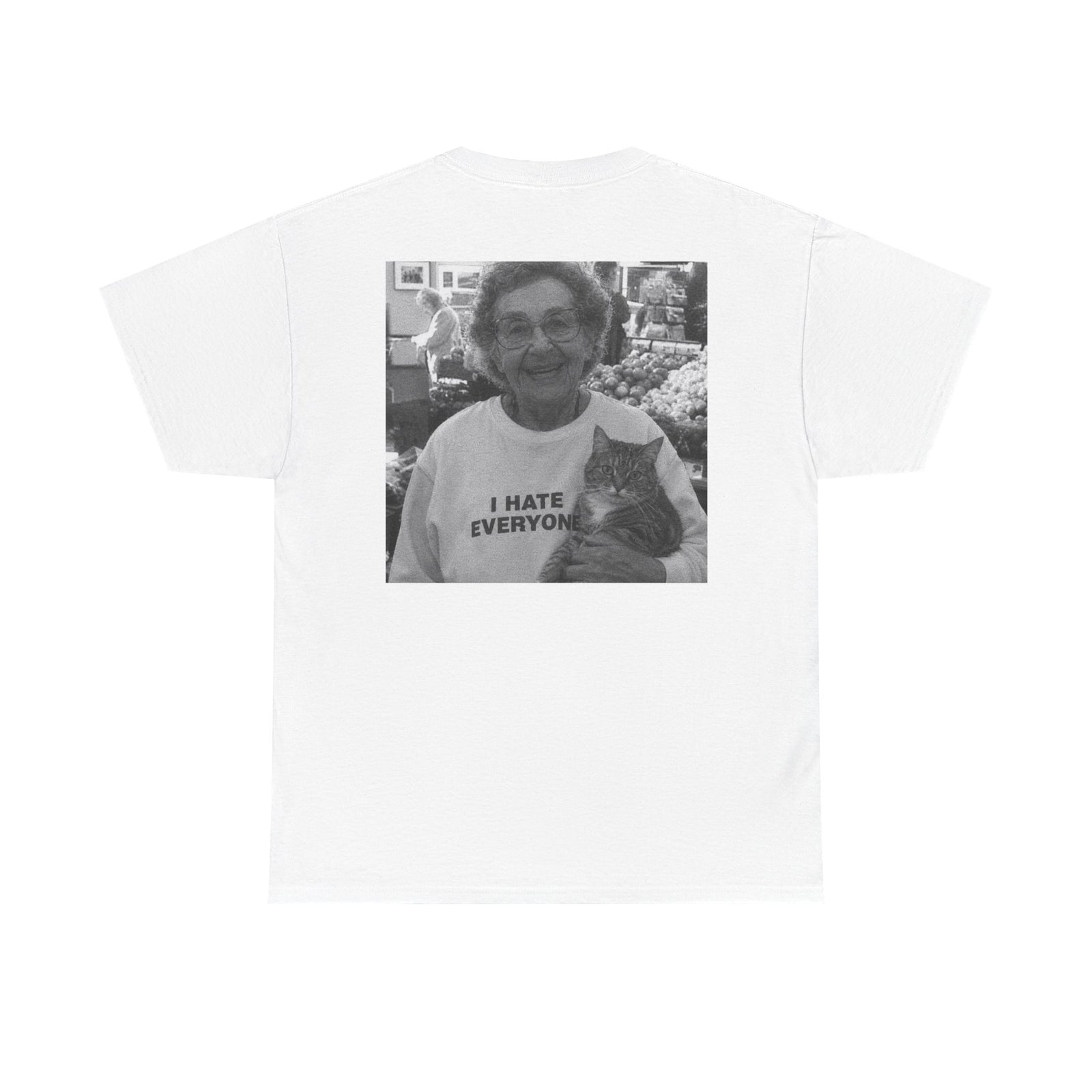 white back, i hate everyone cat tee